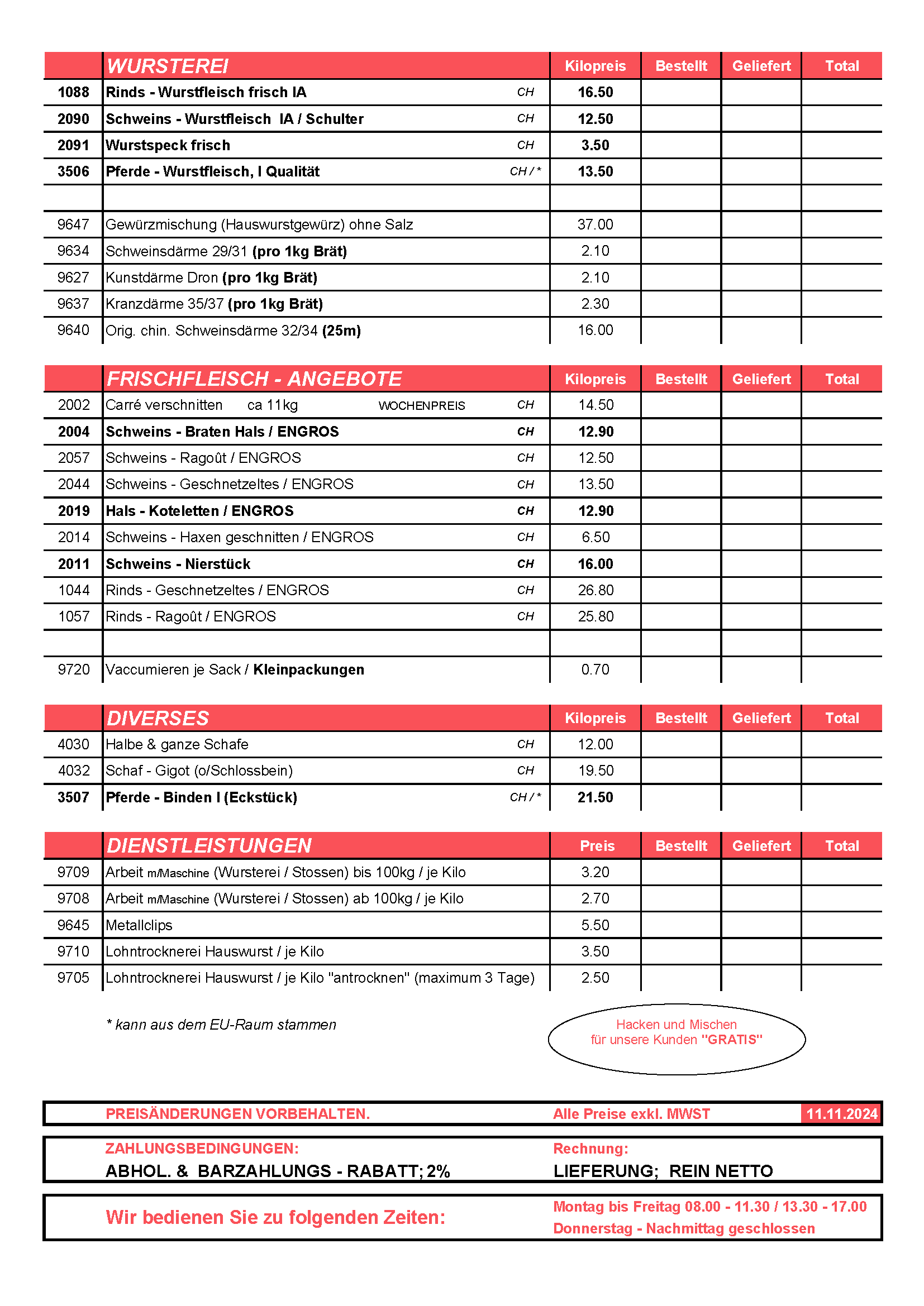 HS Preisliste 2024 Seite 2